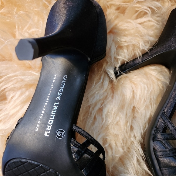 Chinese Laundry Blaze Women's Satin Stilettos w/ Straps Black - Picture 3 of 8